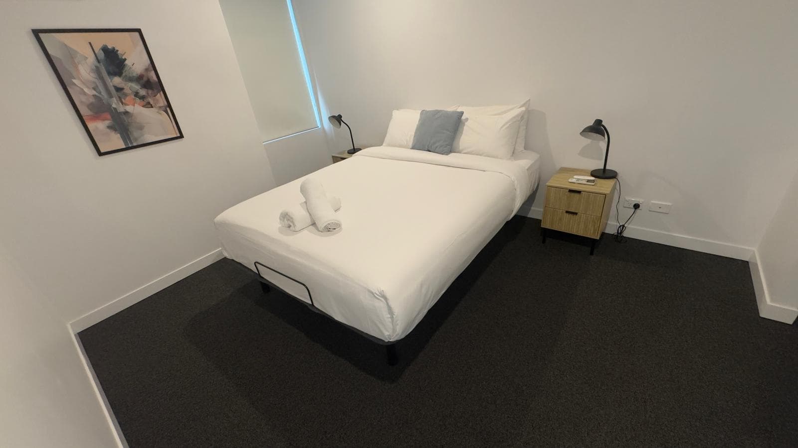 Spotless minimalist Airbnb bedroom cleaned by Ventumm in Brisbane